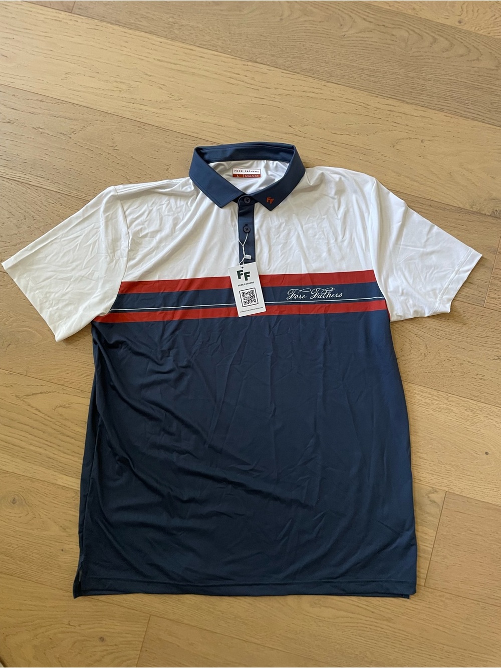 NWT Fore Fathers Golf Polo Navy, White & Red Striped Men’s Polo